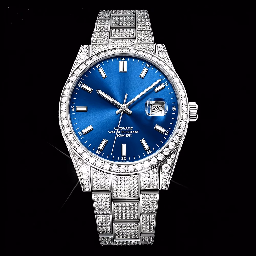 Luxury Iced Out Moissanite Watch — Automatic Bust Down Wristwatch
