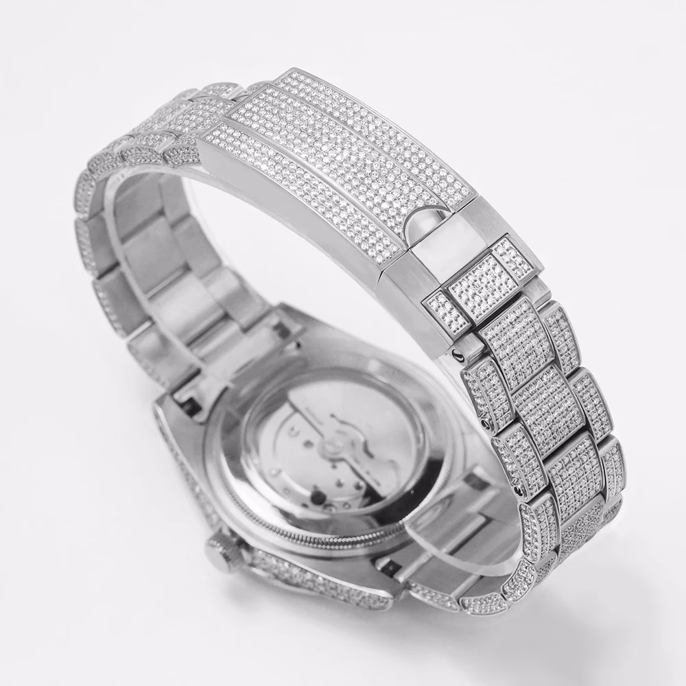 Luxury Iced Out Moissanite Watch — Automatic Bust Down Wristwatch - Image 2